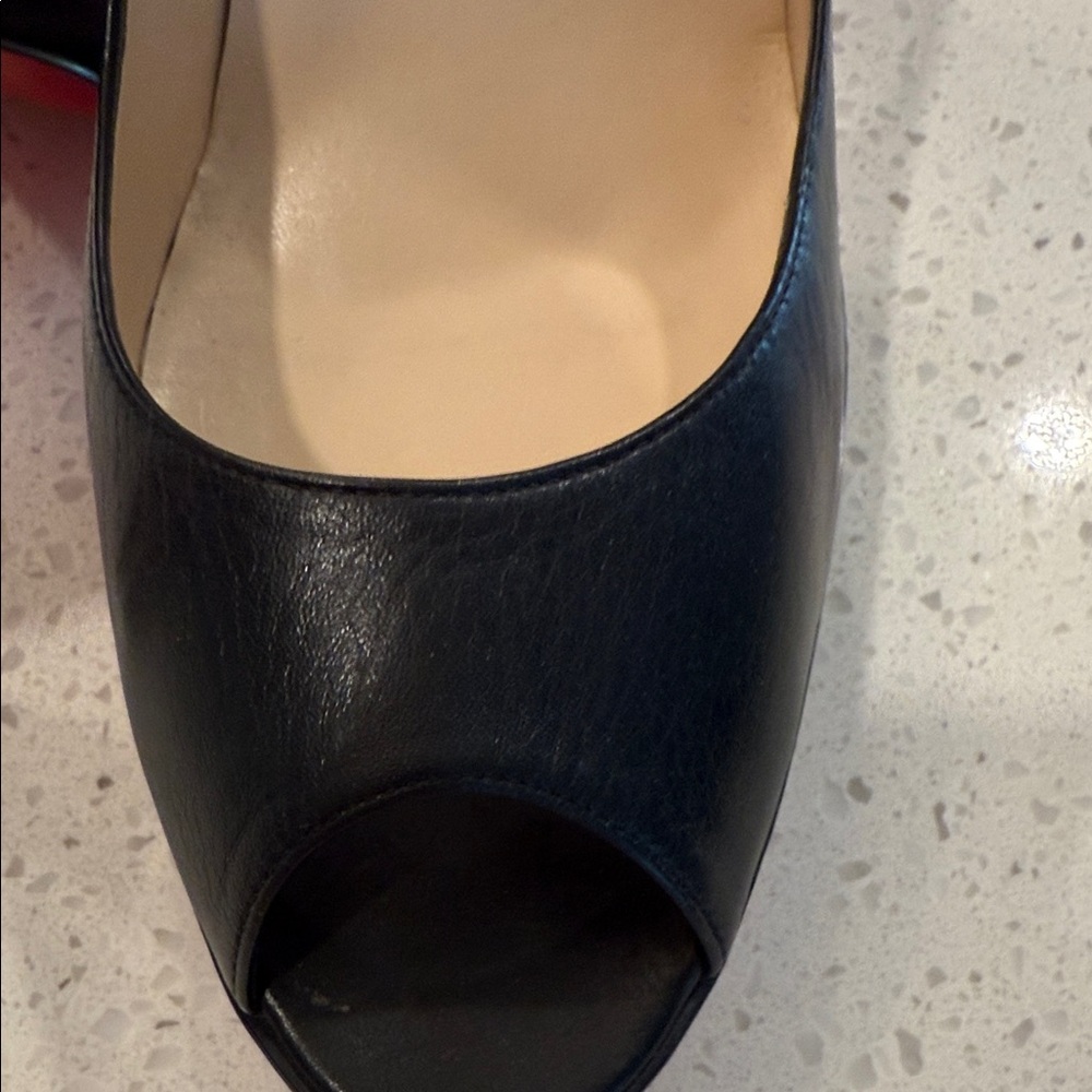 Oh Deer! Black Peep-Toe Heels Red Bottoms - Picture 3 of 10